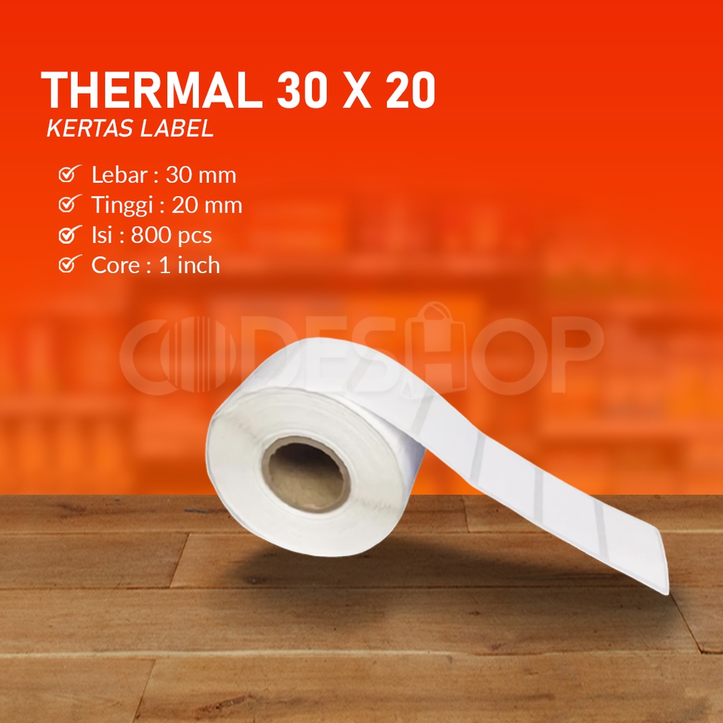 Kertas Label Barcode Thermal ukuran 30x20mm  30 x 20 mm | murah | 800 Pcs