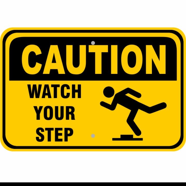 

sign stiker CAUTION WATCH YOUR STEP / sticker perhatian langkah anda