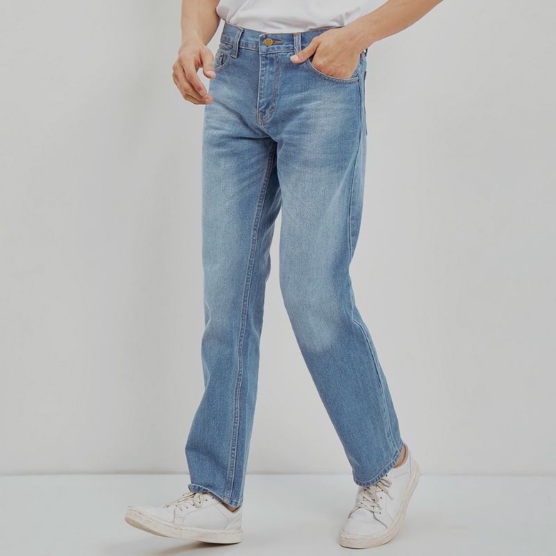 Wisdom Project - Celana Panjang Jeans Straight Vintage Denim Reguler Fit Basic