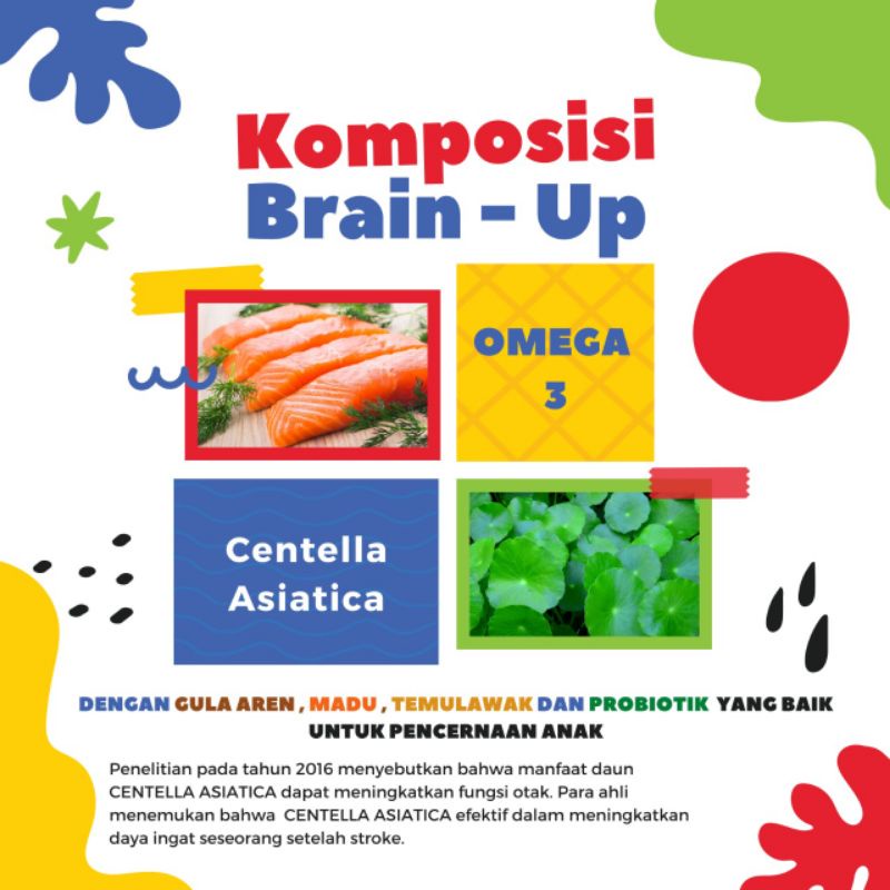 Brain Up Probiotik Ekstrak Pegagan Madu Obat Suplemen Vitamin Nutrisi Speech Delay Penambah Peningkat Kecerdasan Konsentrasi Daya Ingat Otak Nafsu Makan Penurun Panas Demam Anak Pintar Cerdas