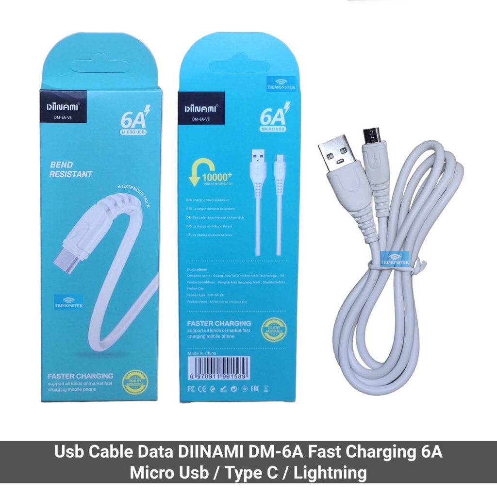 Kabel Usb Cable Data DIINAMI DM-6A Fast Charging 6A Micro Usb / Type C / Lightning