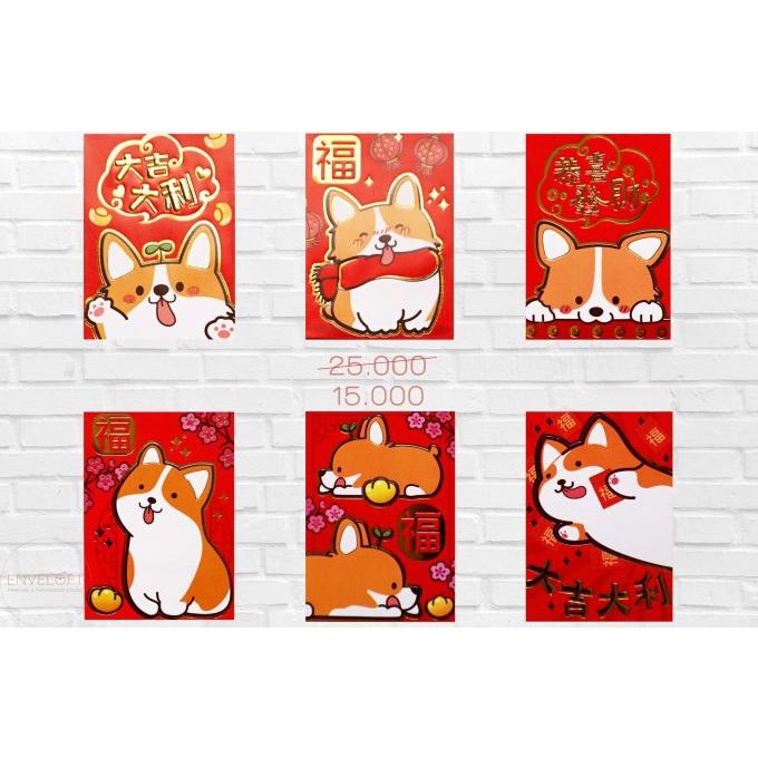 

1 PACK ISI 6 Angpau Angpao tahun baru imlek chinese new year corgi