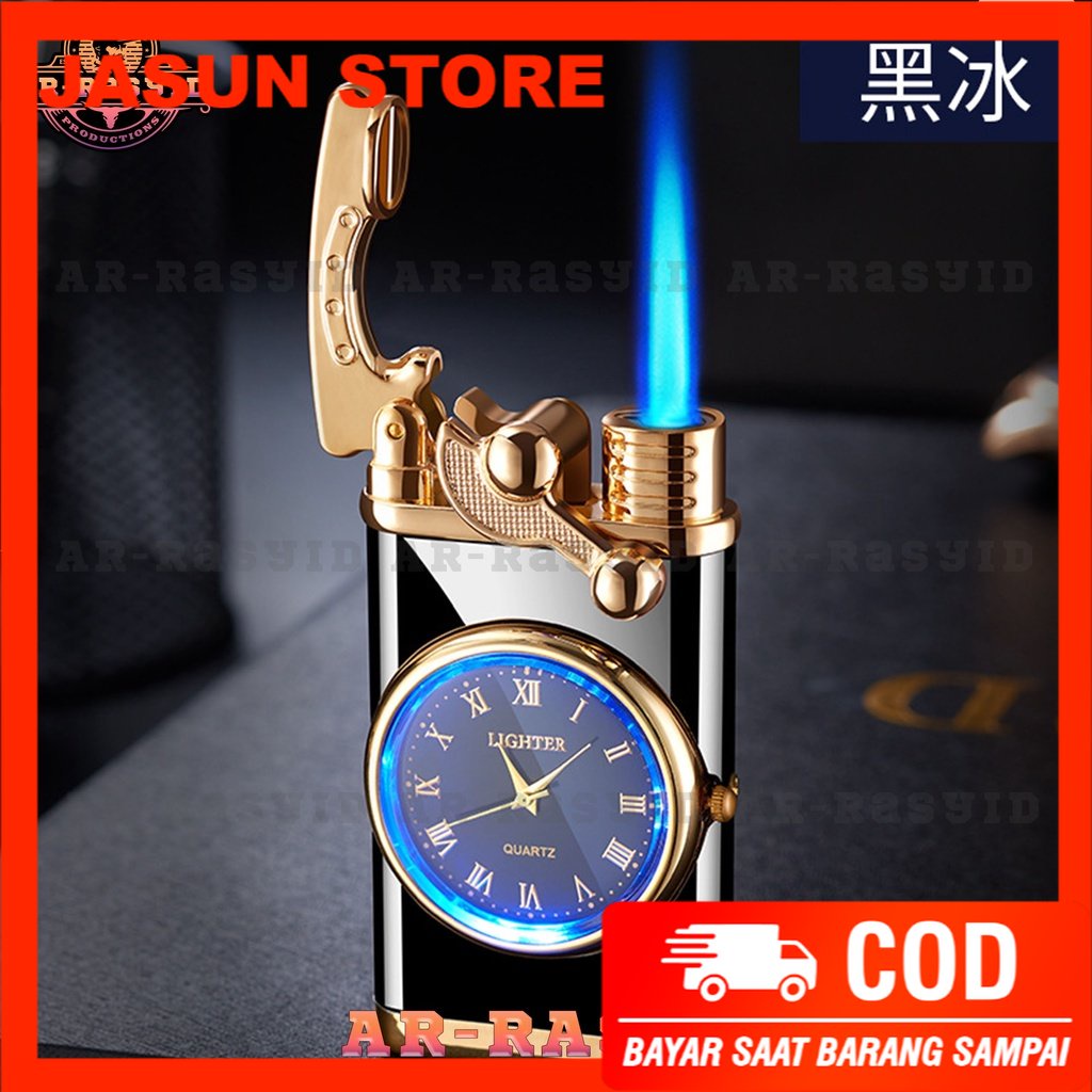 BISA COD! Korek Api Las Gas Jam Elegan Watch Rocker Lighter HF-606 1856