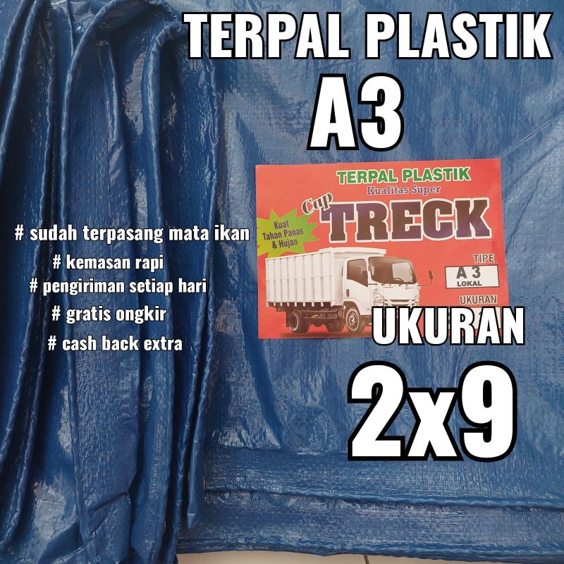 Terpal plastik A3 ukuran 2x9 meter cap TRECK