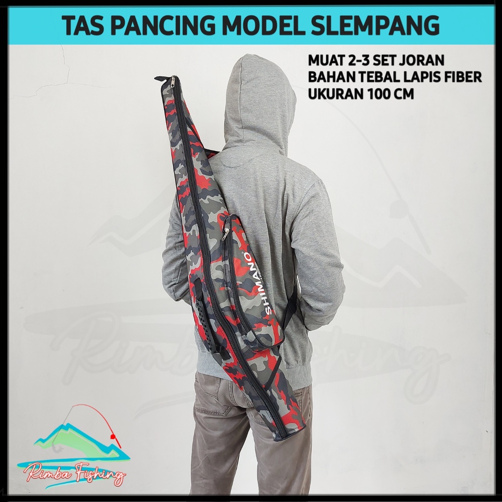 Tas Joran Pancing Model Slempang Jumbo Muat 2-3 Set Joran Pancing Lapis Fiber Ukuran 100 Cm