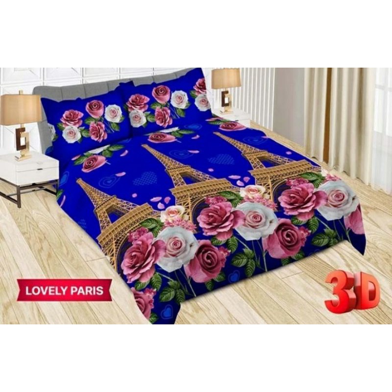 Full set  Bedcover bonita king 180x200 sprei rumbai - motif lovely paris