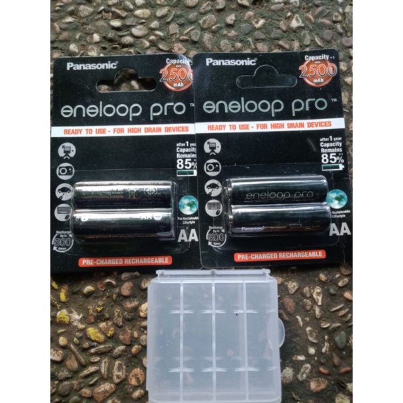 Baterai 4 butir+kotak baterai Cas Eneloop Pro aa 2500 mah  dapet 4 baterai