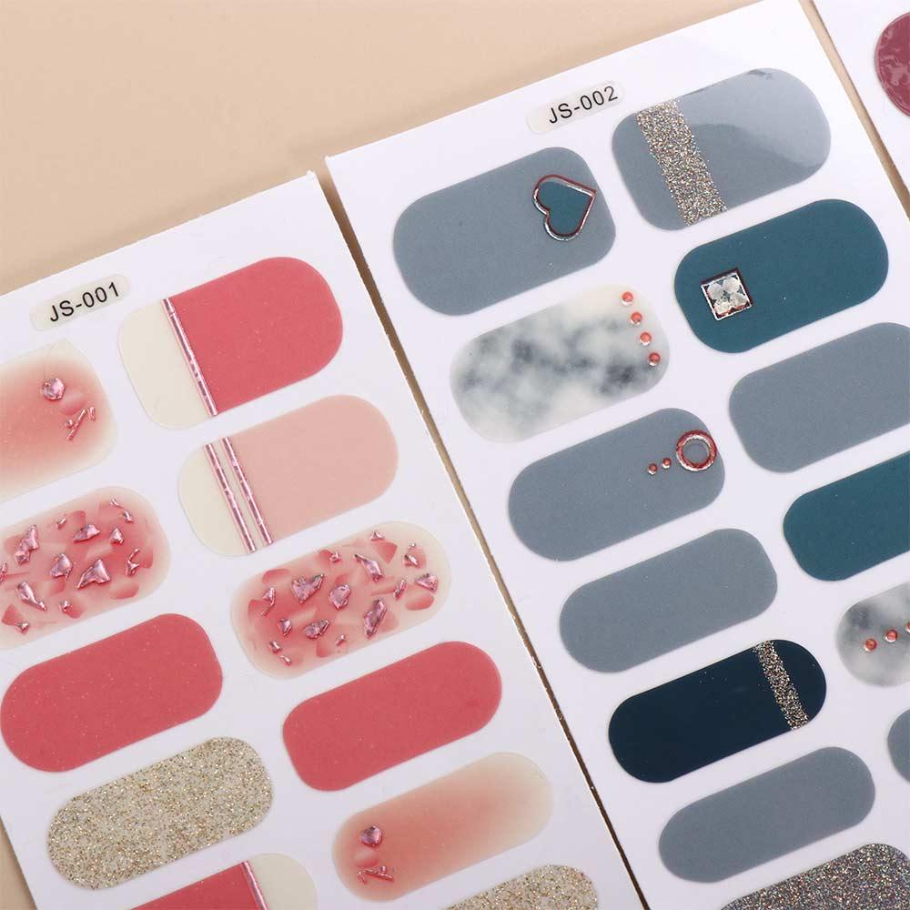 AUGUSTINA Agustina Self-Adhesive Stiker Kuku Wanita Glitter Dekorasi Kuku Salon Kuku Nail Art Slider DIY Nail Decals
