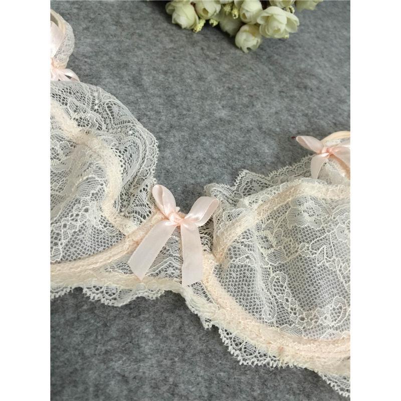 Frs home Eropa dan Amerika renda wanitac set pakaian dalam wanita sexy ultra-tipis cangkir transparan ultra-tipis kecantikan bahu pakaian da