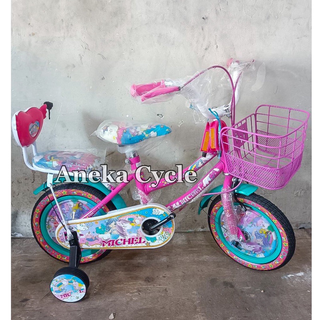 Sepeda Anak Roda Empat Cewek Perempuan Michel Pony 12 Inch