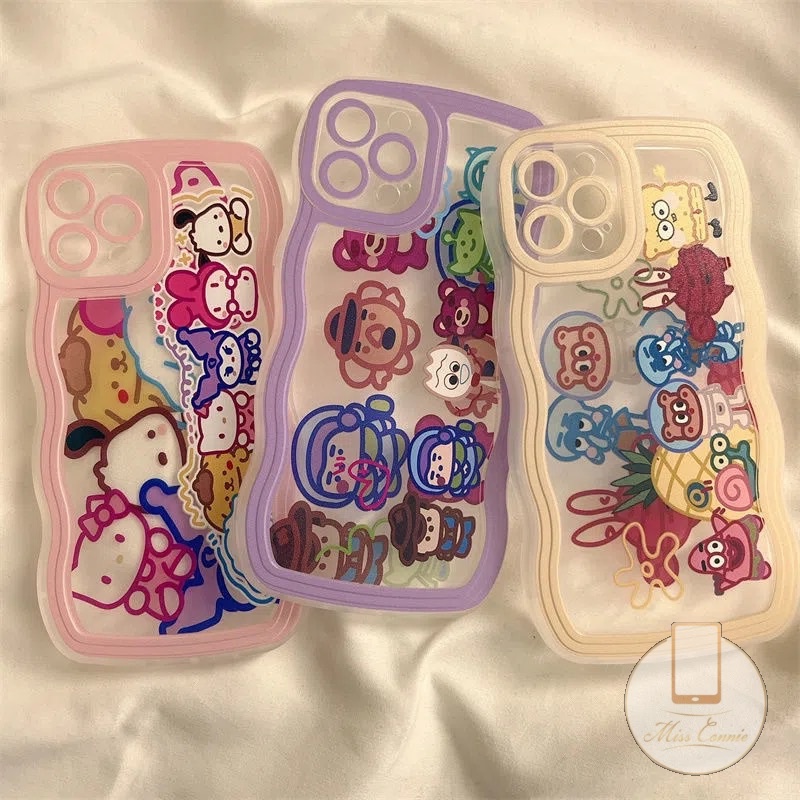 Casing Kartun Lucu Untuk Redmi Note10 9 Note8 Note 11 Pro+Redmi 12C 9 10C 9A 10A 10 9C NFC 9T Note 10s 11s 10 Pro Max Plus Hewan Disney Lembut TPU Wavy Edge Colorful Frame Case