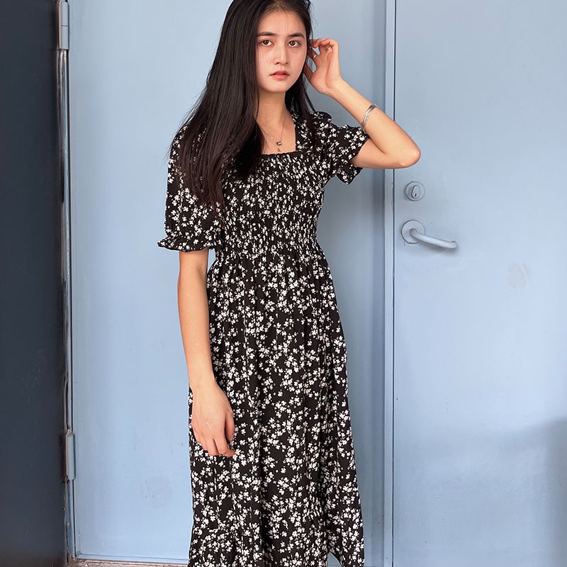 Gaun Musim Semi Floral Kasual Baru Dress Pantai Gaya Korea