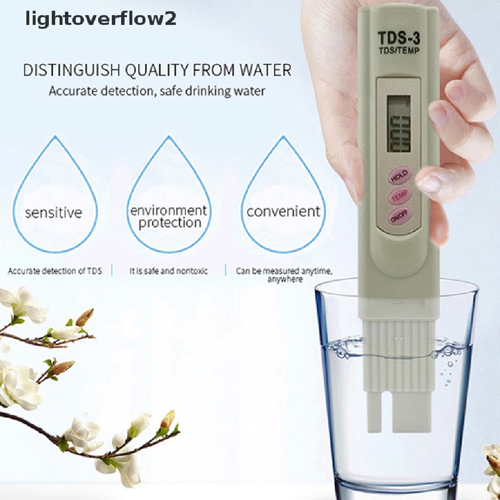 (lightoverflow2) Tds Meter Digital 2in1 0-9990 ppm Untuk Tes Kualitas Air Minum