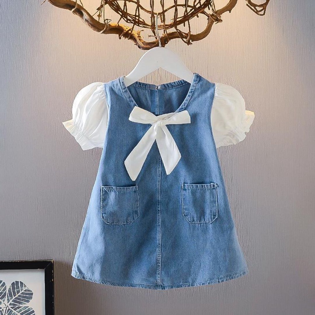 HappyOliver PASSWORD DRESS AUREL PENDEK Baju Dress Denim Anak Perempuan Berkualitas