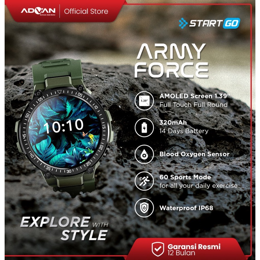 Smartwatch ADVAN STARTGO ARMY FORCE 1.39&quot; AMOLED - ADVAN Army Force
