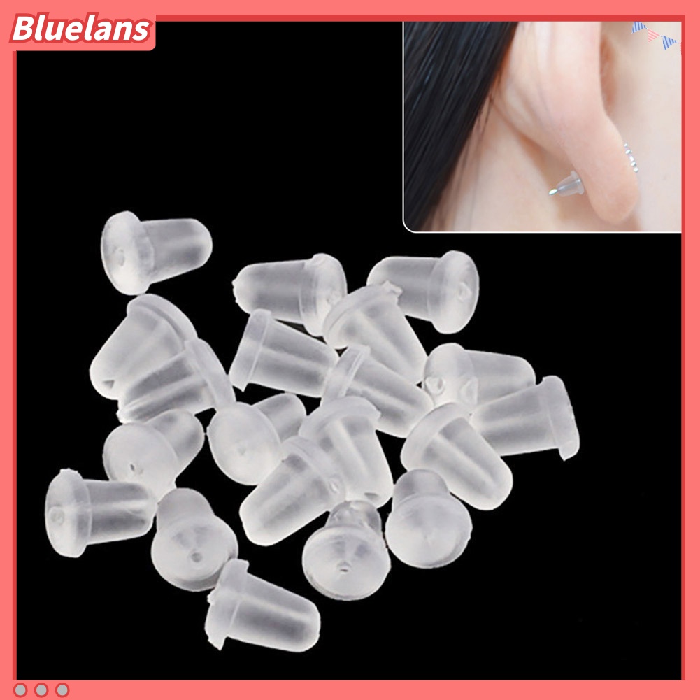 100 Pcs Alat Penyumbat Belakang Anting Bahan Plastik Lembut Warna Bening