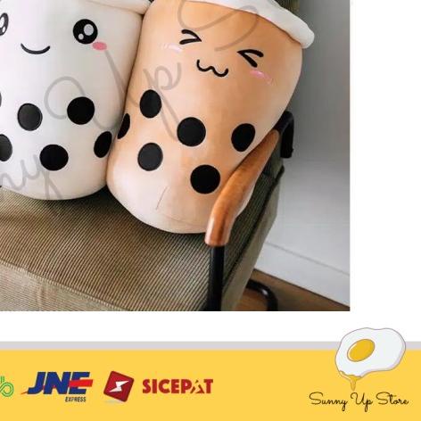 BONEKA BUBBLE TEA BOBA MILK TEA BROWN SUGAR DOLL BANTAL PLUSHIES - PINK