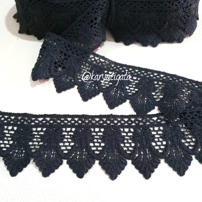 Bordir Renda Giper Bordir 52977 Lebar 5.5 Cm - Hitam (15 Yard)