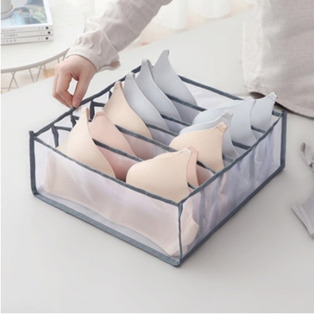 (clashop) Storage Box Organizer Celana Dalam Tempat Penyimpanan Kotak Bra BH 6 7 11 Sekat Kaos Kaki Underwear Lemari Laci Waterproof Bagus