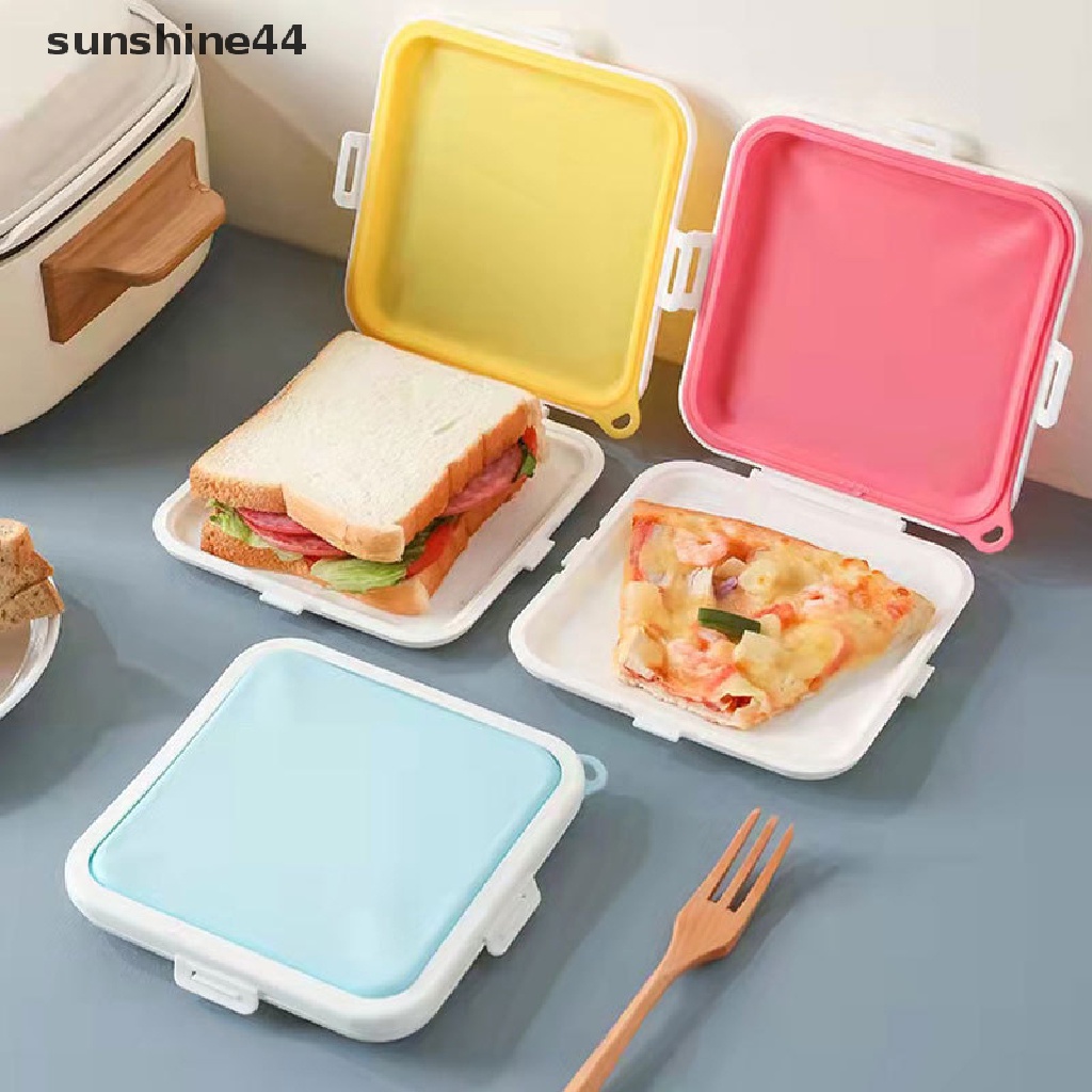 Sunshine Kotak Penyimpanan Roti Panggang / Sandwich Portable Bahan Silikon Dapat Digunakan Kembali