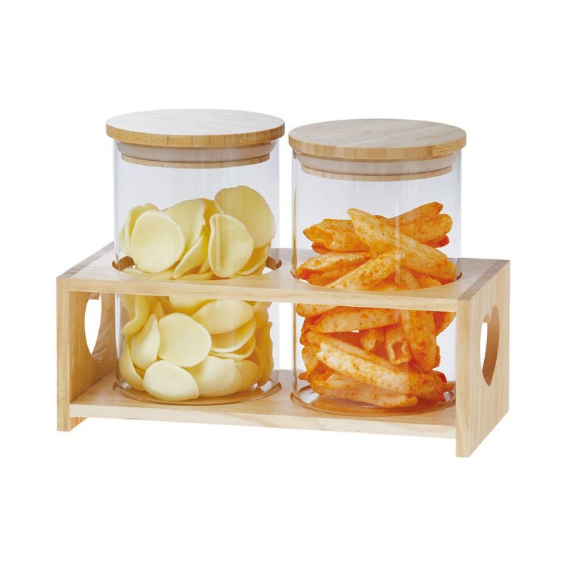 Toples kaca tutup kayu informa