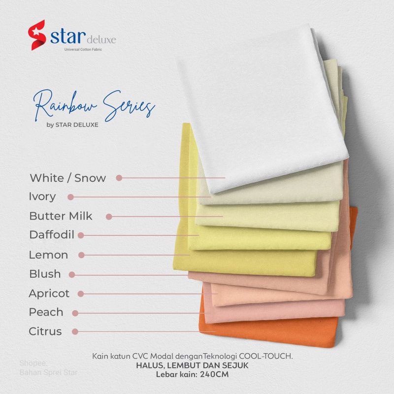 Bahan Kain Sprei Star - Polos Rainbow Series