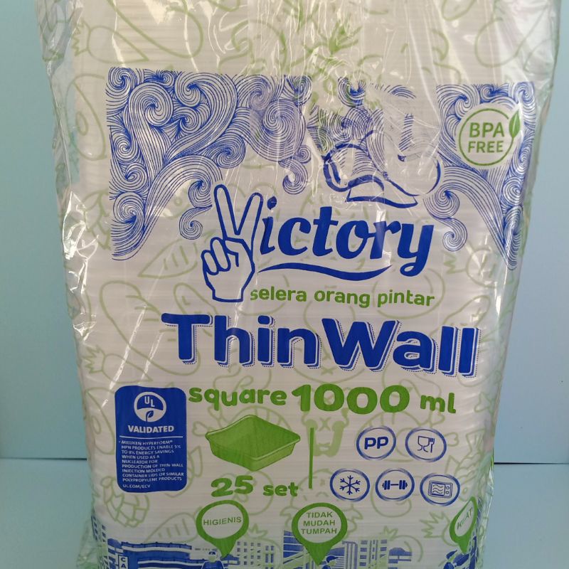 Thinwall square Victory 1000ml/ Thinwall kotak Victory 1000ml 1pack 25pcs