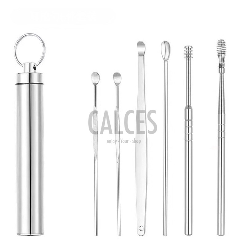 Alat Pembersih Telinga Korek Kuping Ear Spoon Tool 6 PCS-Tabung 6in1