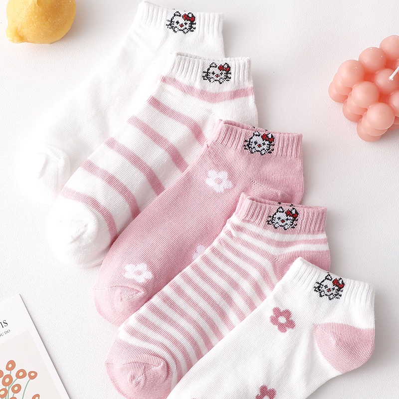 KAOS KAKI KARAKTER HELLO KITTY DORAEMON PINK BLUE SOCKS (KIM)