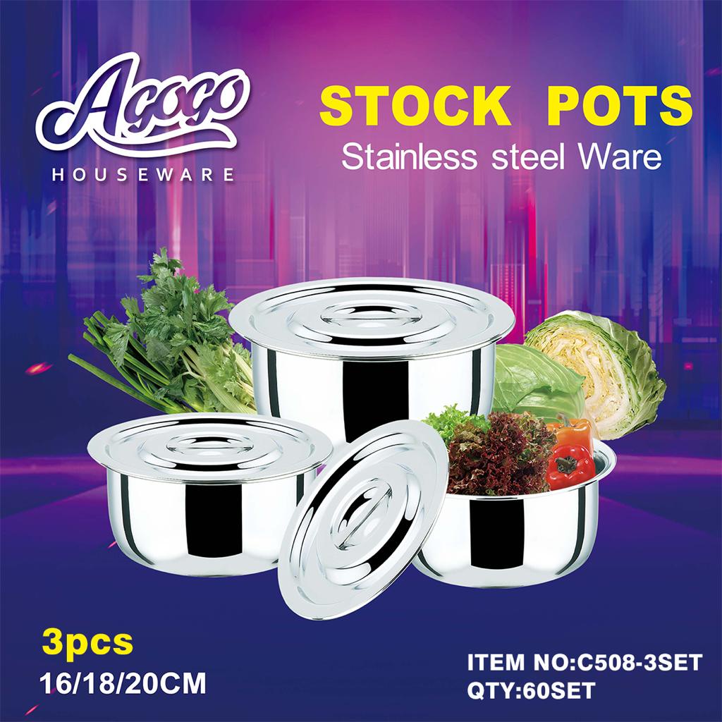 Paket Panci India Calypso 3 Pcs 16 18 20 cm Cookware Pan Set Stock Pot c508
