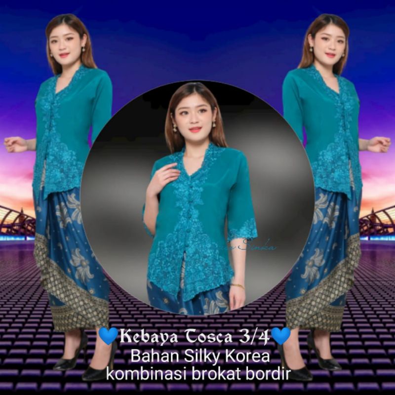 Atasan Kebaya Encim Senada Brukat Bordir Silky Korea