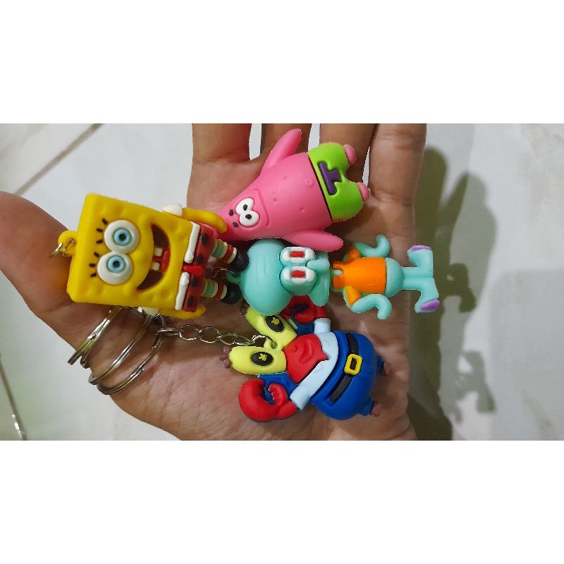 (Bisa Cod)Gantungan kunci figure Spongebob Patrick mr.krabs squid