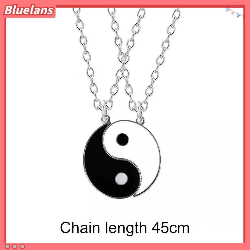 1 Pasang Kalung Liontin Tai Chi Bahan Alloy Tahan Karat Untuk Unisex