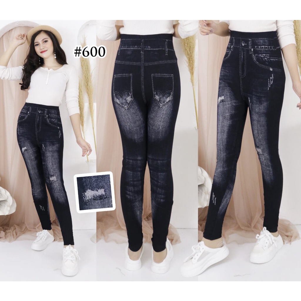 LEGGING JEANS HIGHWAIST IMPORT / LEGING RIPPED JEANS / LEJING WANITA IMPORT