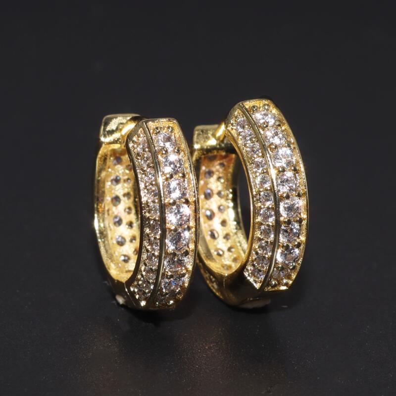 Small And Delicate Gold Gear Earrings For Men Small Hoop Earrings Shiny White Zircon Fashion Party Jewelry Gift