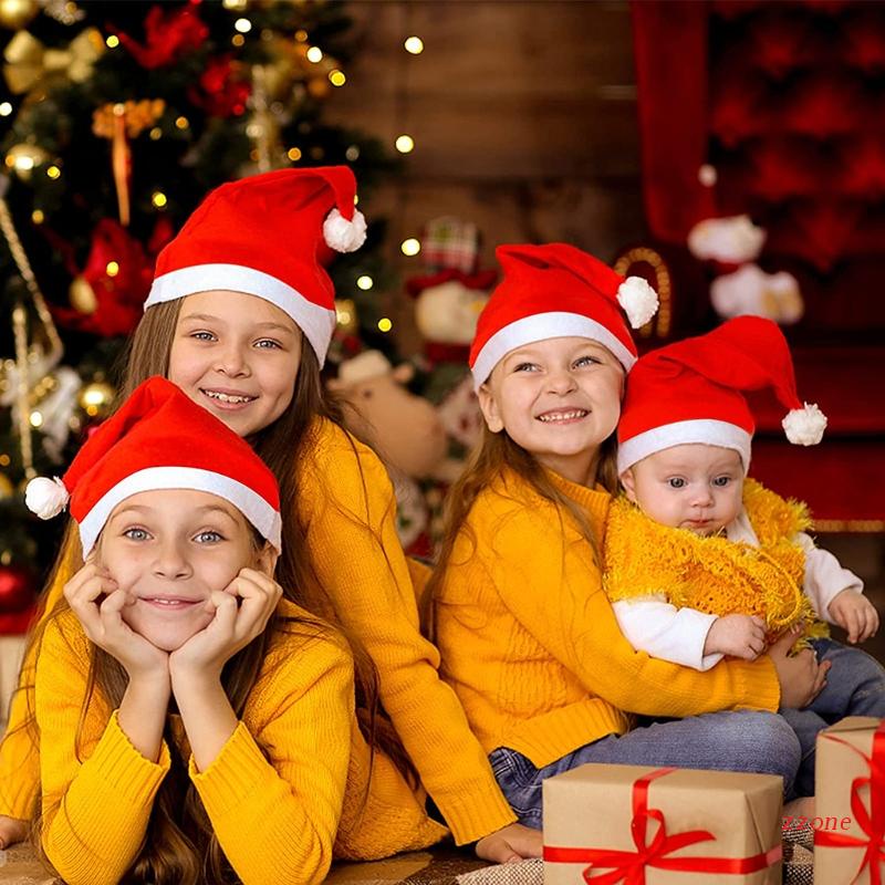 12 Pack Topi Santa Bahan Plush Untuk Pesta Natal
