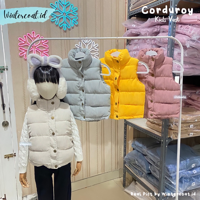 Kids winter vest corduroy rompi anak musim dingin hangat import cowok cewek gunung kid outer