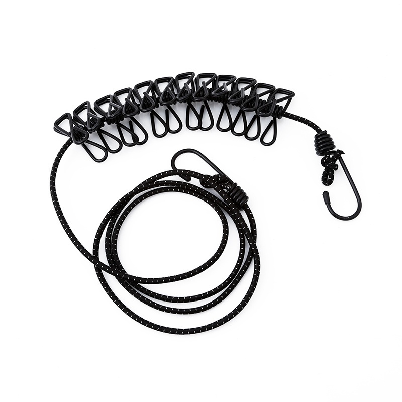 Tali Jemuran Portable Dengan 12Pcs Klip Jepit 4 Warna Untuk Outdoortravel