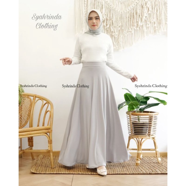 Rok Polos Panjang Skirt Lebar Wanita Jescourt Jersey Premium