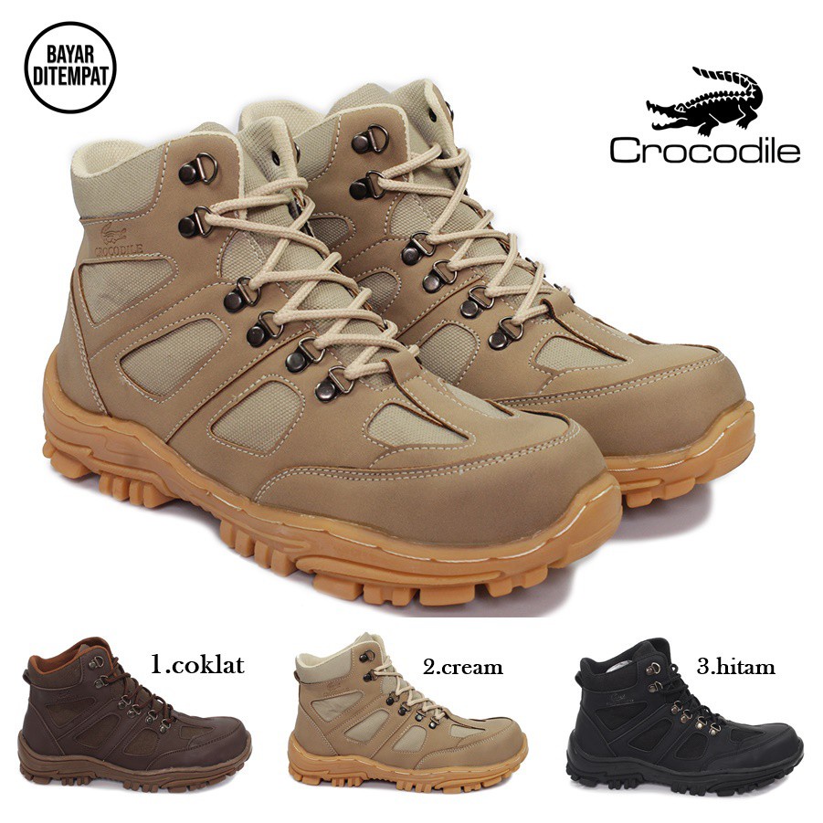 Sepatu Safety Ujung Besi Proyek Kerja Lapangan Tracking Touring Crocodile Endure