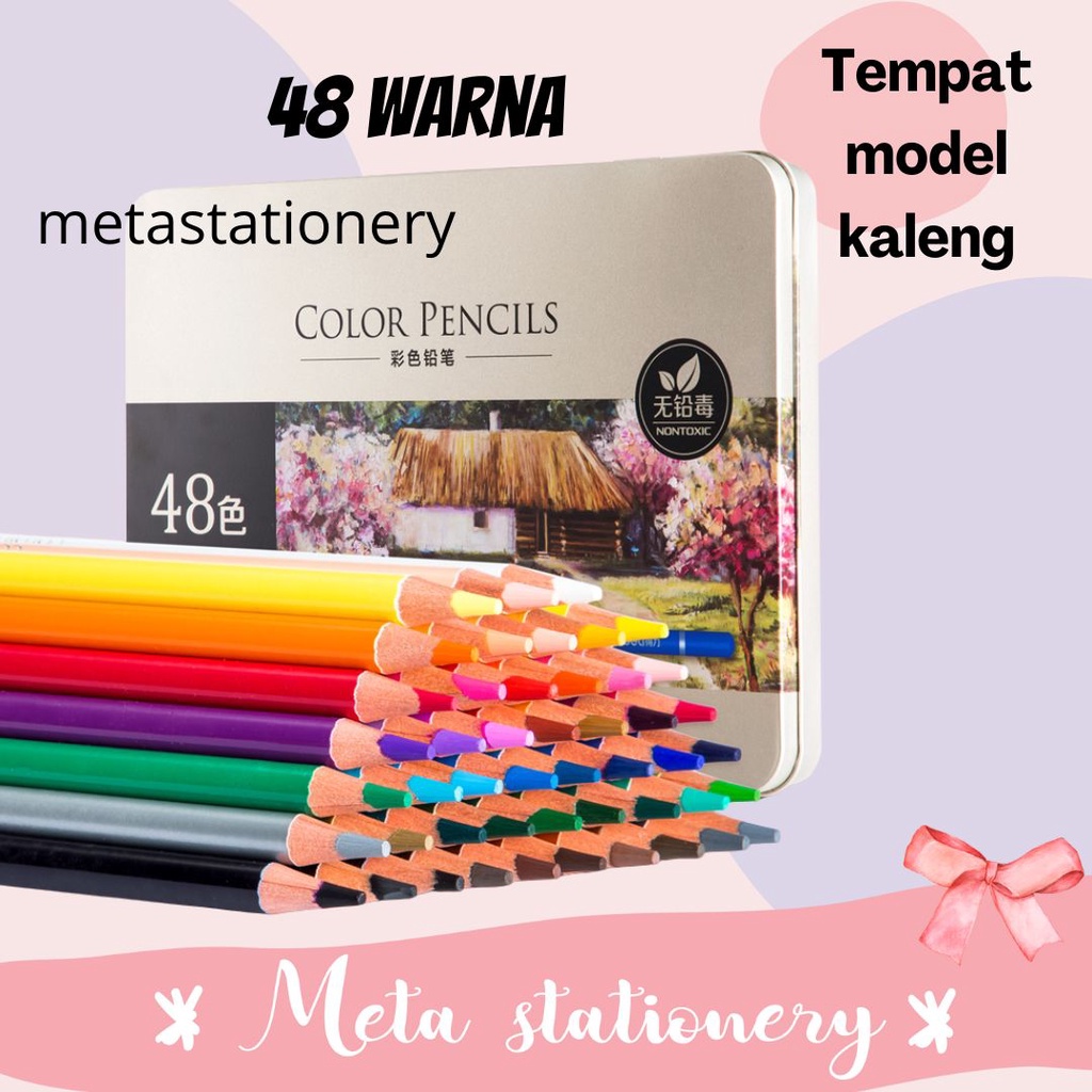 Oil Pencil Color / Pensil Warna Minyak 48 Warna Tin Deli