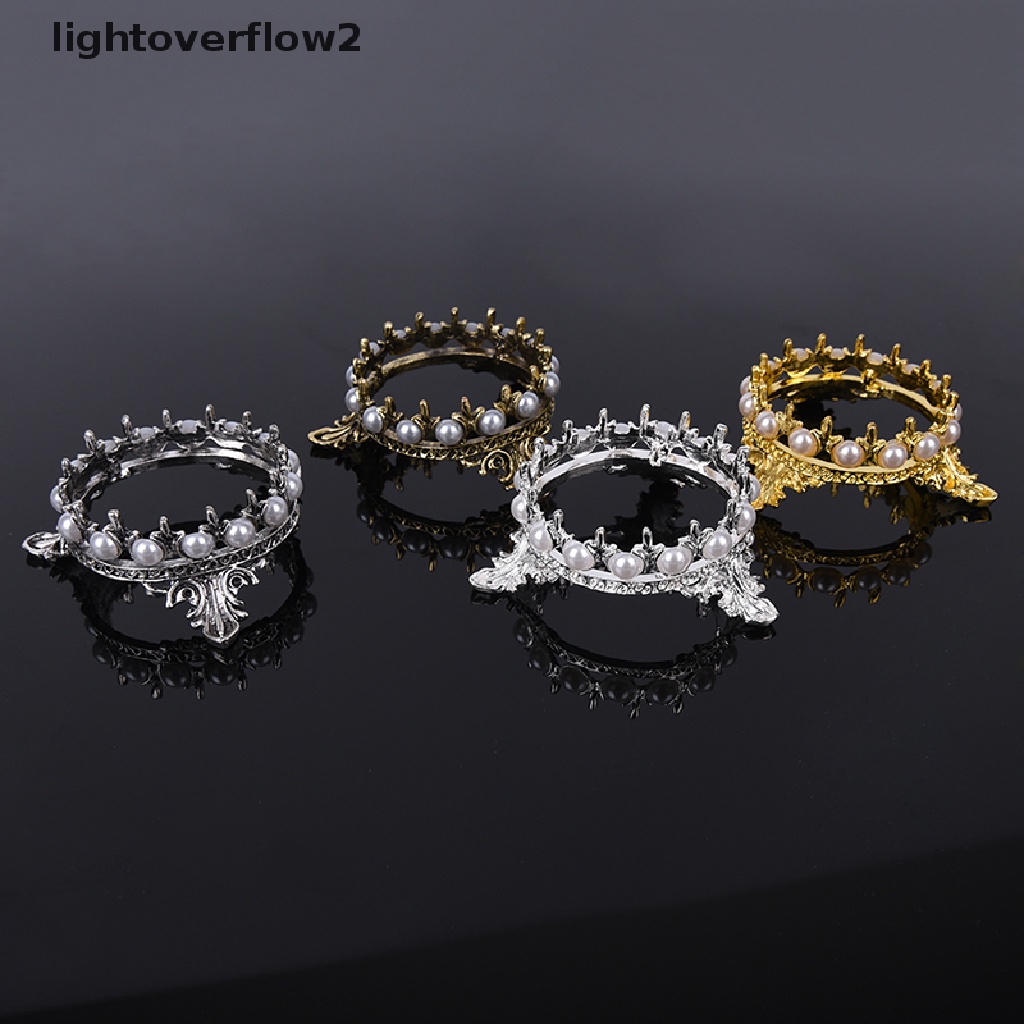 (lightoverflow2) 1pc Stand Holder Kuas Nail Art Bentuk Mahkota Hias Mutiara