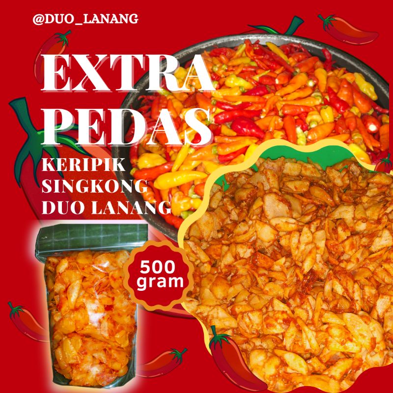 

EXTRAPEDAS @500 gr keripik singkong duo Lanang