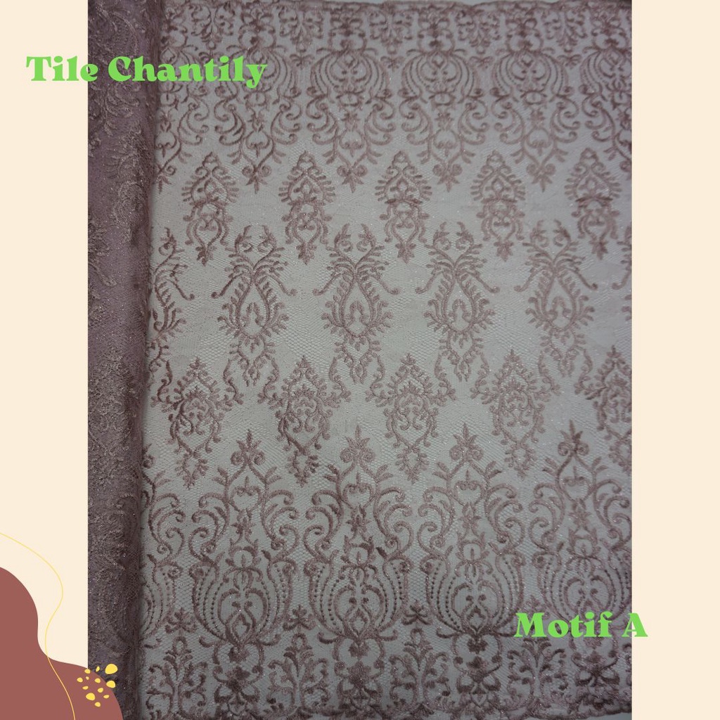 Kain Brokat Tile Chantily Brukat Glitter Meteran | Bahan Brokat tile Glitter