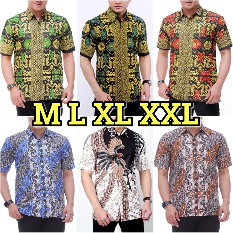 BSWART Batik HRB026 Kenongo Hem Pendek Padi Pekalongan M L XL XXL Batik Pria MURAH terlaris