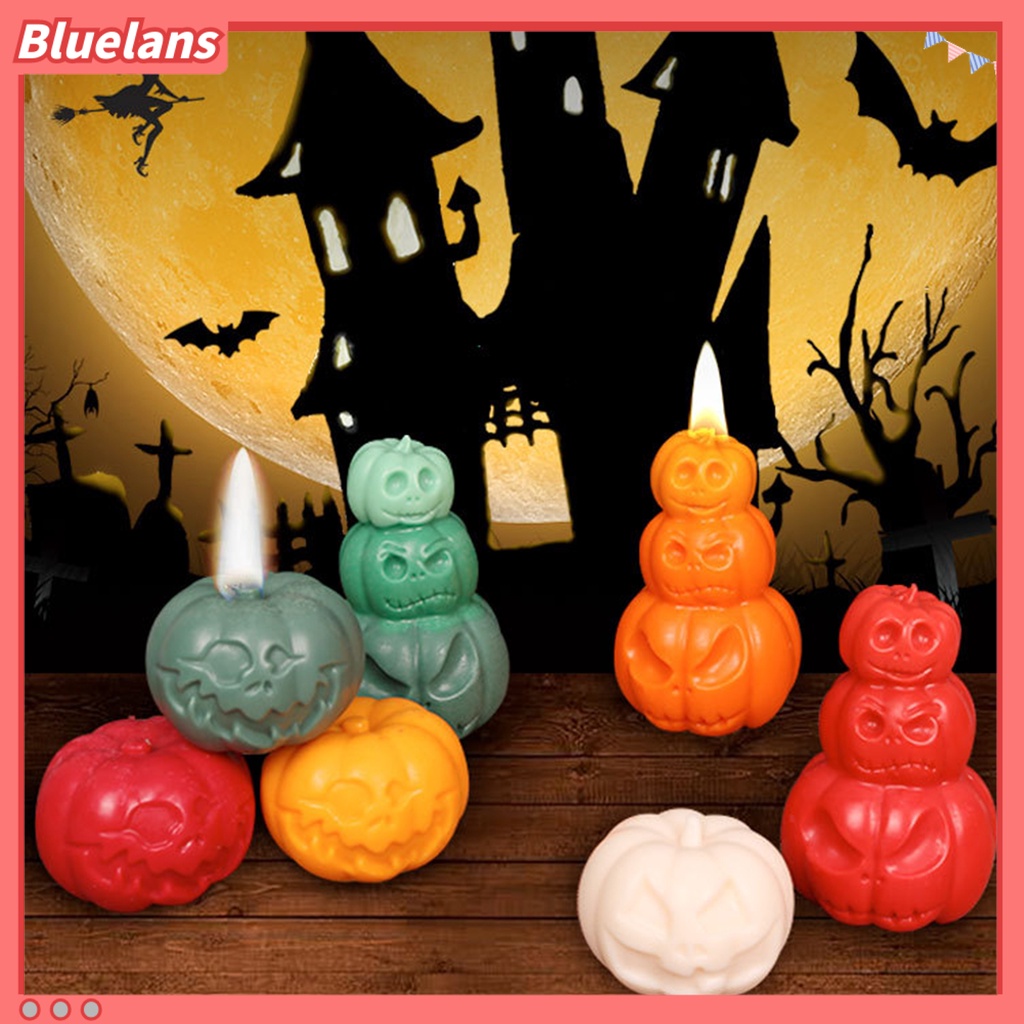 Cetakan Lilin Bentuk Labu Halloween Bahan Silikon Food Grade Ramah Lingkungan Anti Lengket Reusable