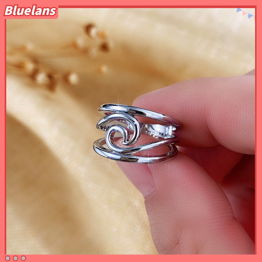 Cincin Electroplating Desain Gelombang Artistik Ringan Untuk Wanita