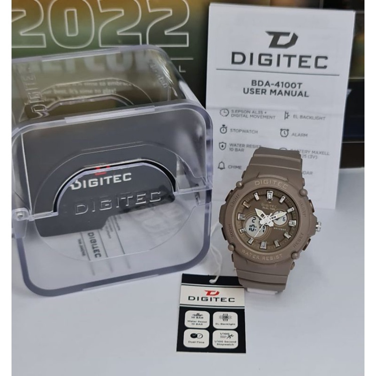 JAM TANGAN WANITA DIGITEC DA 4100 / DIGITEC 4100 / BDA 4100 ORIGINAL TALI RUBBER ANALOG DIGITAL