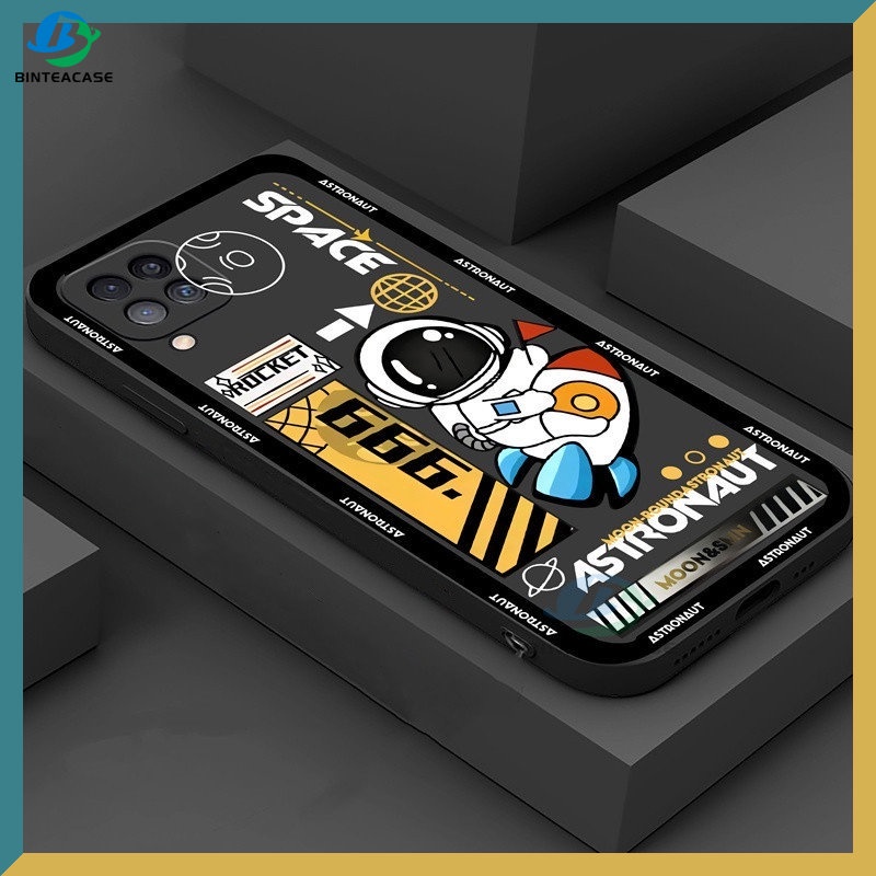 Realme 10 C21Y C35 C25Y C21 RealmeC11 C25 C17 C15 C12 C3 C2 Realme 8i 7i 5 5i 6i 6Pro 7Pro Fashion Luar Angkasa Astronot Roket Pola Silicone Phone Case Binteacase