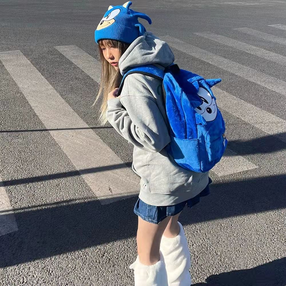 ◑Sera diimpor 2022 baru sonic kid ransel kapasitas besar Klein biru ransel kartun anime tas sekolah siswa yang lucu